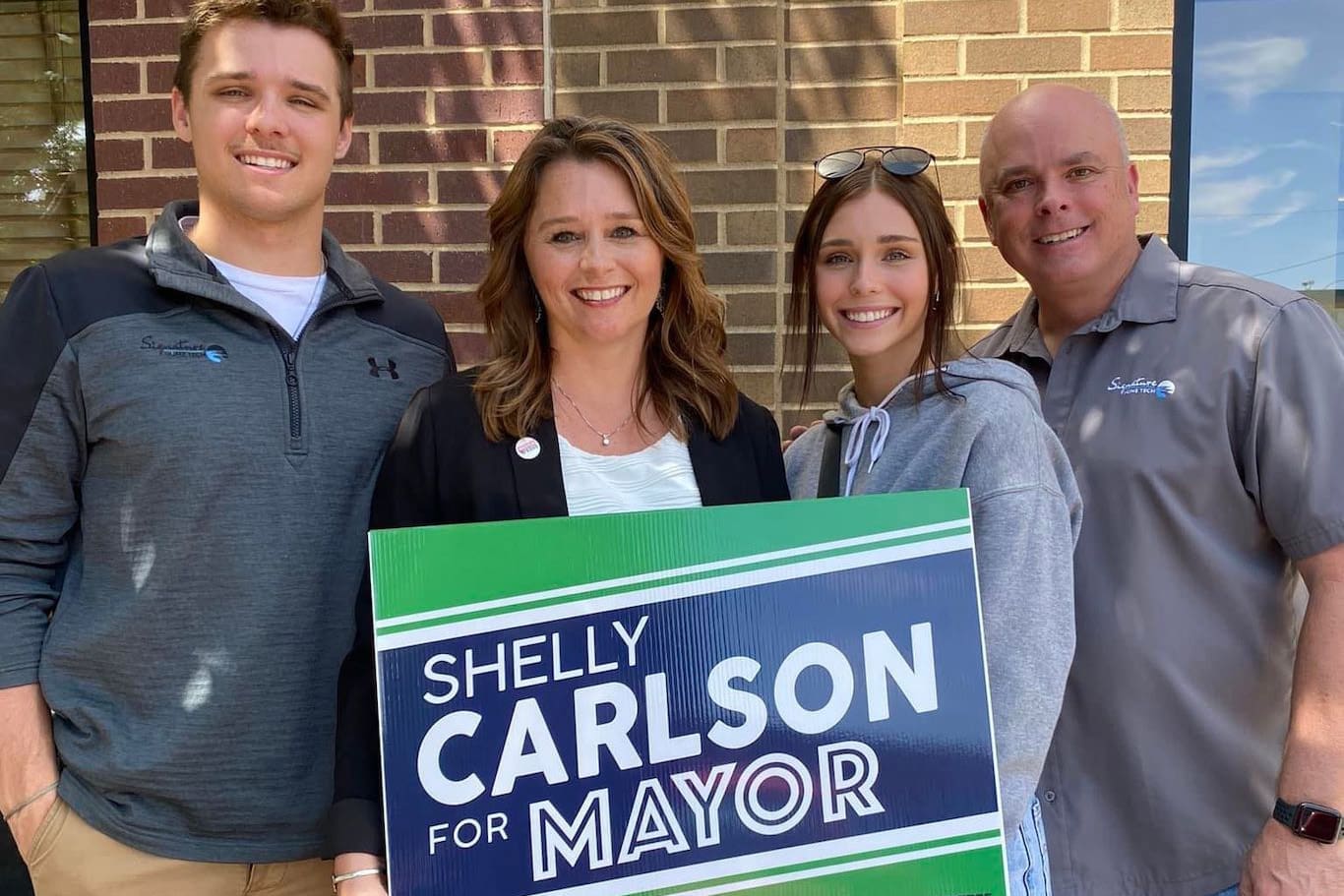 Moorhead Mayor Shelly Carlson & MSU Moorhead Foundation Board with the Dragon Impact Award